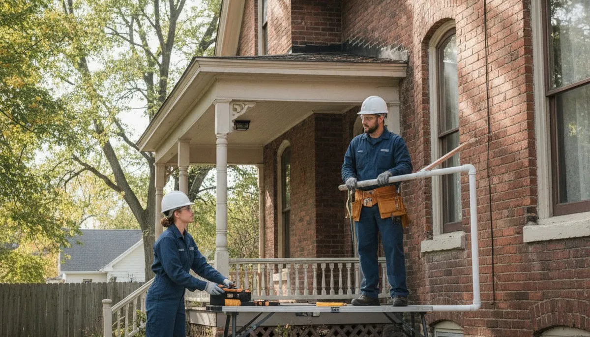 Plumber repairing plumbing in Champaign, IL for residential repair service