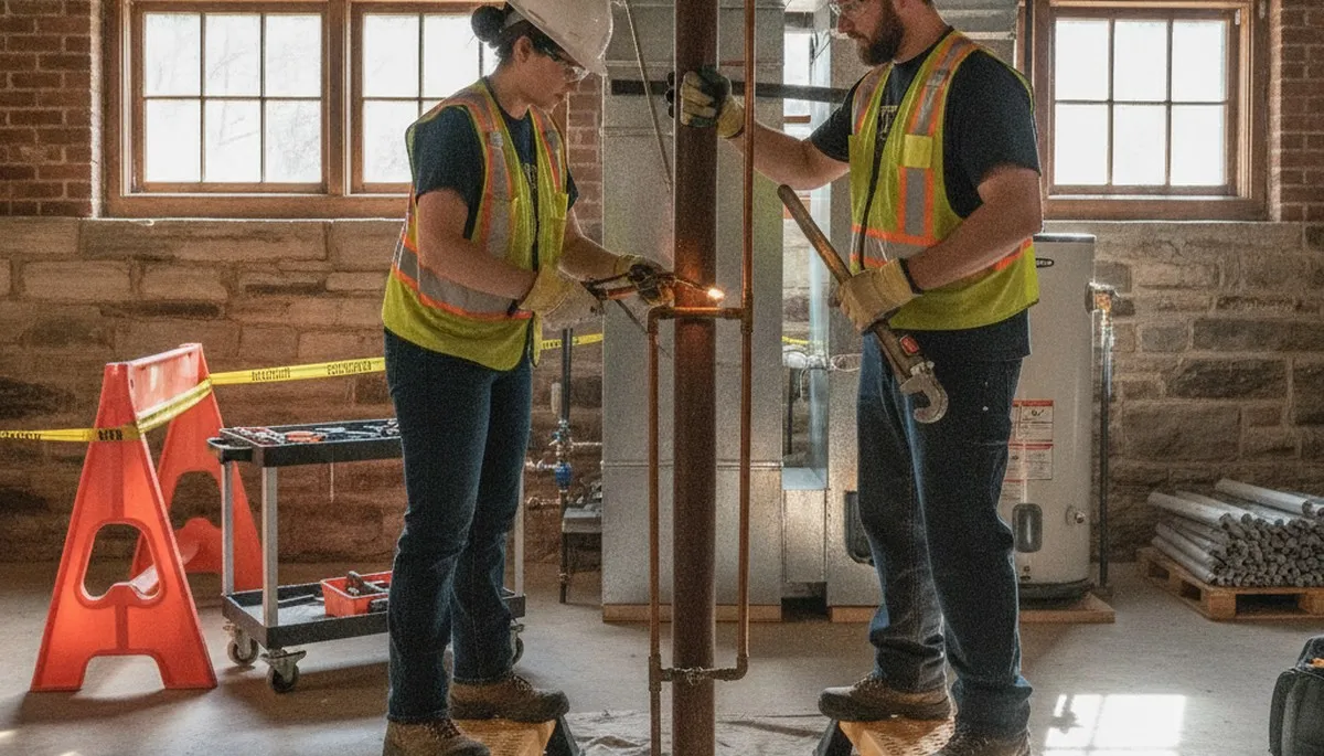 Plumber providing repair service in Champaign, IL for plumbing issues at a local home or business