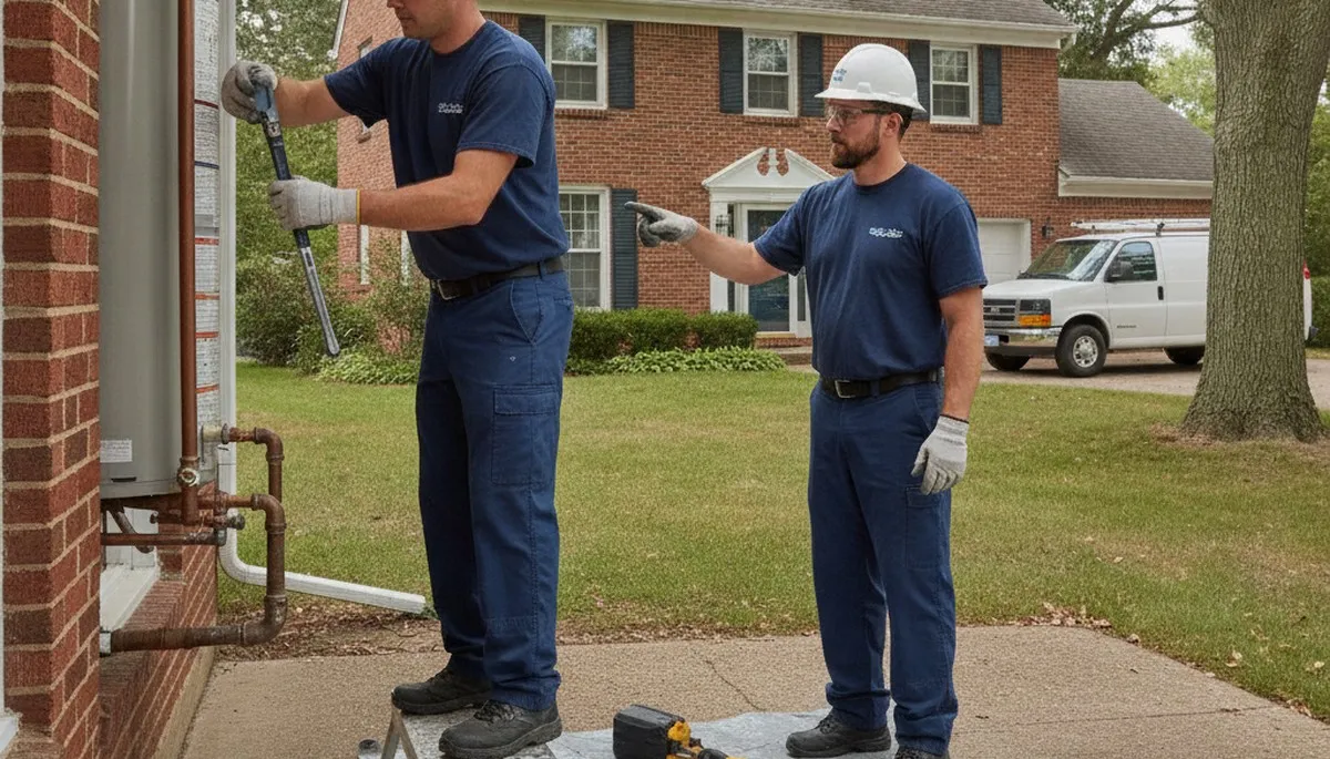 Plumber repairing pipes in Champaign, IL for a plumbing repair service
