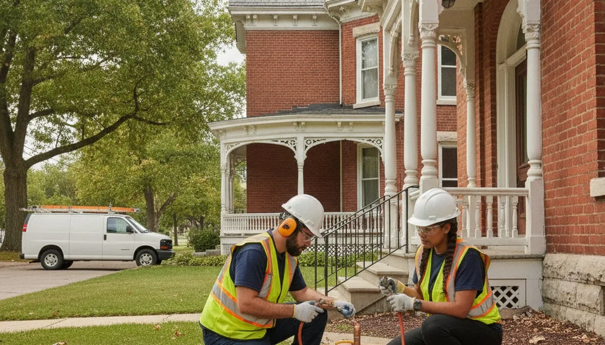 Plumber repairing a pipe in Champaign, IL for residential plumbing service