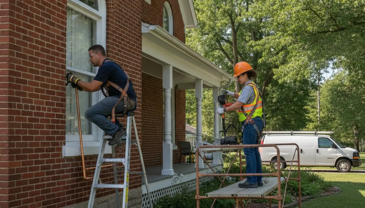 Plumber repairing a pipe in Champaign, IL for local plumbing repair service