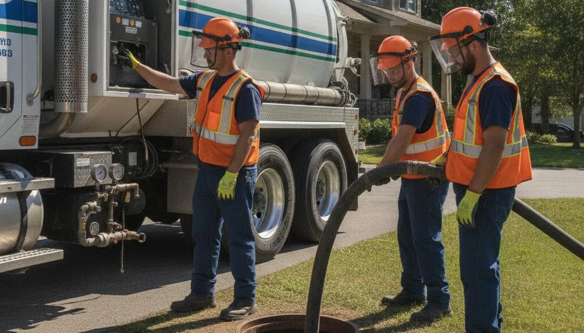 Septic pumping service truck for Champaign, IL homes by On Call Plumbers